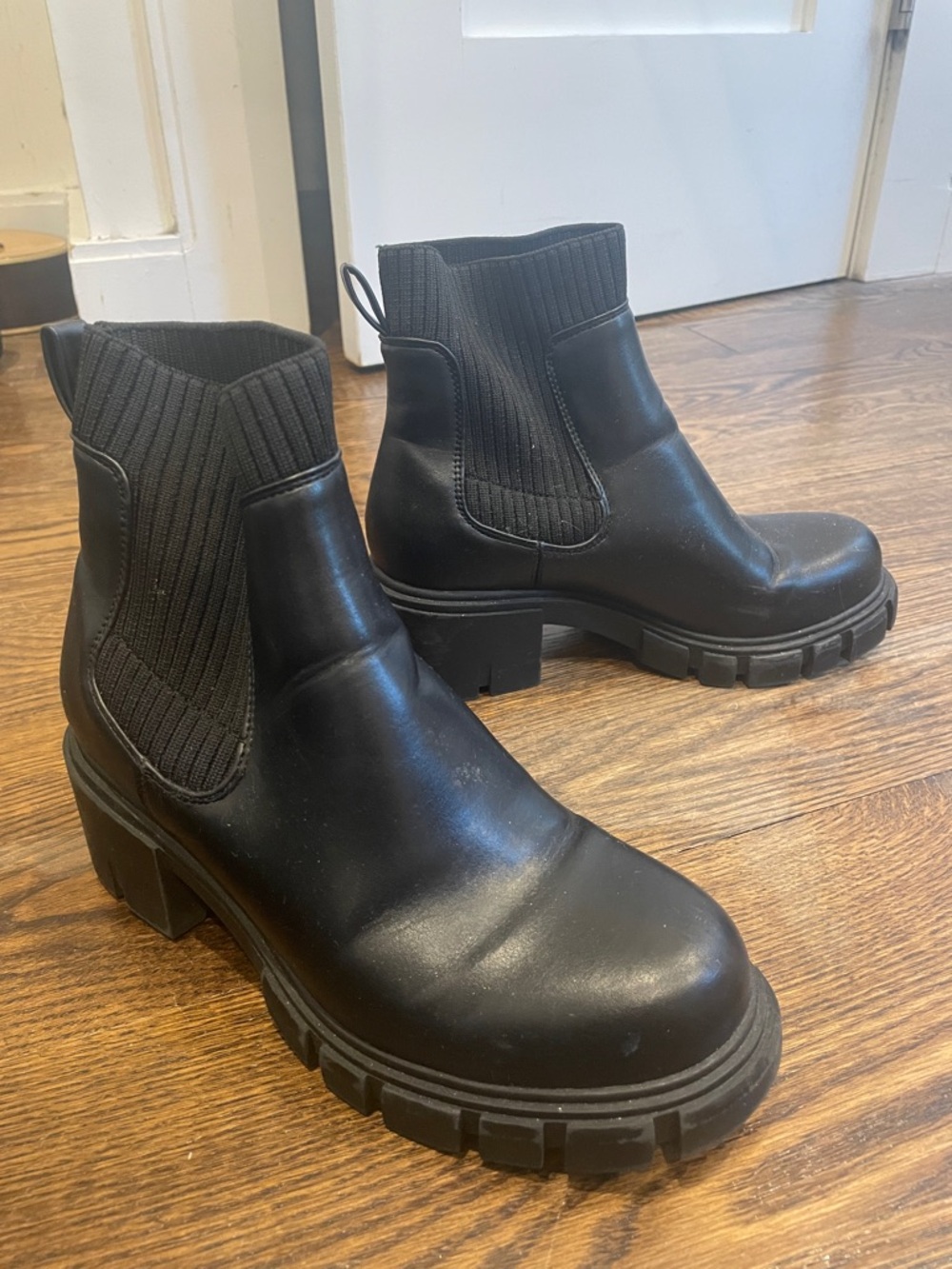 Black Chelsea Lug Ankle Boots
